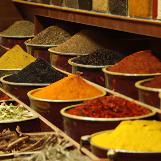 3. An array of spices and herbs in a traditional Diyarbakır kitchen, showcasing the city's rich culinary palette.