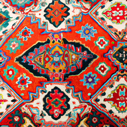 A photograph displaying the vibrant colors and intricate patterns of a traditional Turkish rug.