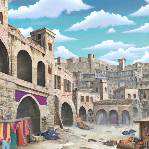 An illustration of a scene from a novel set in Diyarbakır, showcasing the city's distinct architecture and culture.