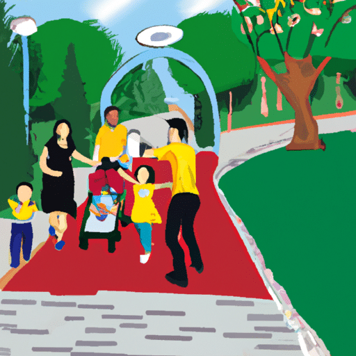 3. An illustration of families enjoying a day out in one of Gaziantep's lush city parks.