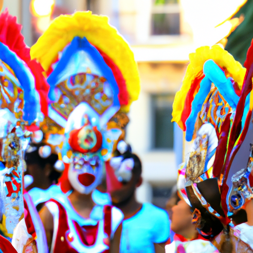 1. A vibrant image depicting the city's lively festivals, filled with colorful costumes and joyful celebrations.