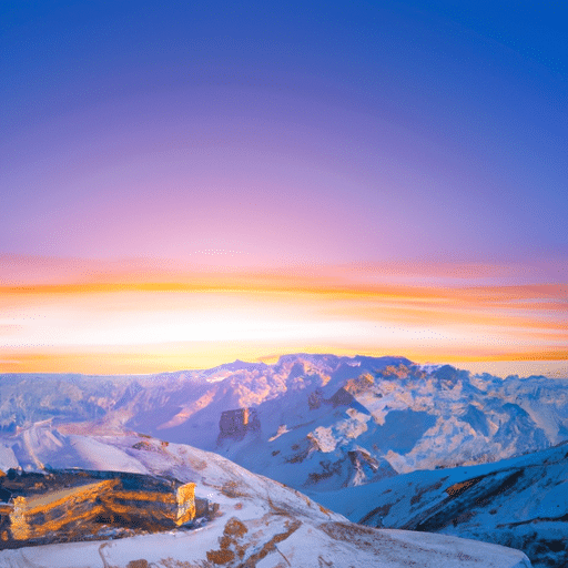 A panoramic shot of the sun rising over the mountains, as viewed from one of Erzurum's highest-rated hotels.