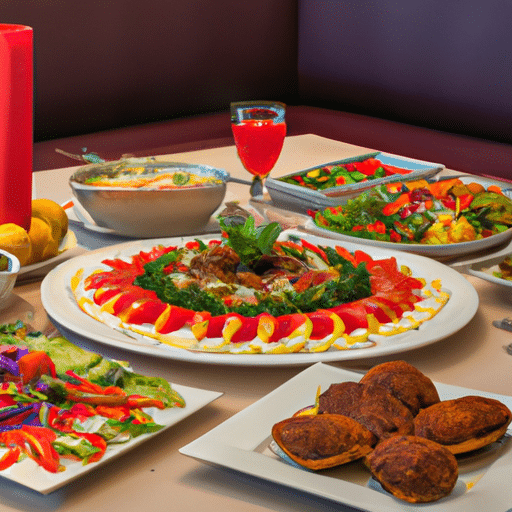 3. An image showcasing a sumptuous Turkish feast served at a hotel's premier restaurant.