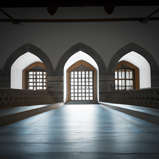 An interior shot of the Gaziantep Mevlevi Museum, emphasizing the detailed architecture and spiritual ambiance.