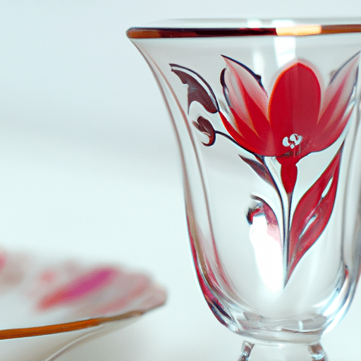 A close-up photo of the iconic tulip-shaped tea glass alongside a vintage tea saucer