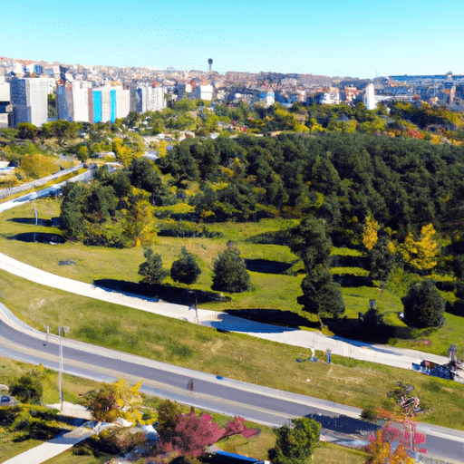 1. An aerial view of Kent Park, showing the expansive green space in the heart of Eskişehir.