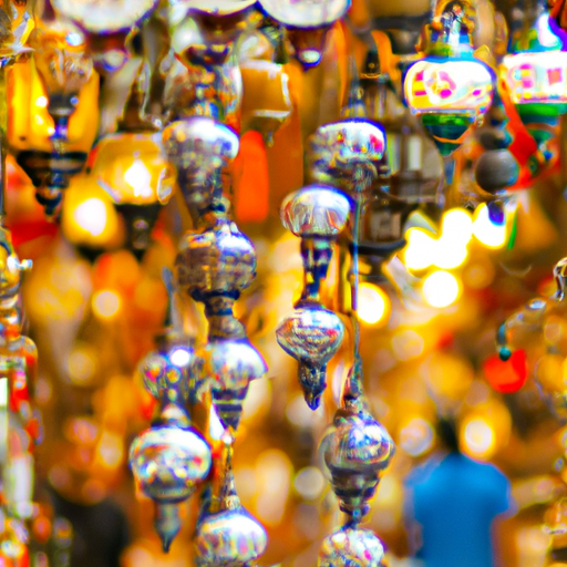 3. A vibrant scene from the Grand Bazaar, filled with colorful goods and bustling crowds.