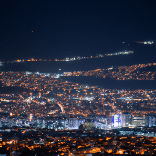 3. A stunning shot of Denizli's cityscape illuminated under the night sky.