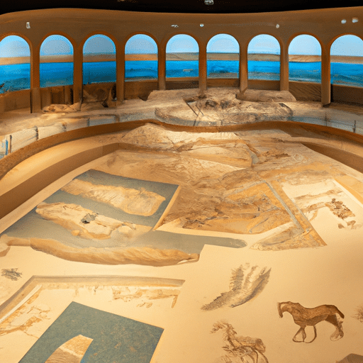 A panoramic view of the Zeugma Mosaic Museum, showcasing the intricate mosaics and vast size of the museum.