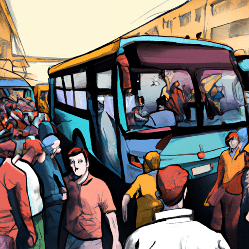 A crowded Bursa bus at peak hours, showing the bus' capacity and the people's reliance on this mode of transport.