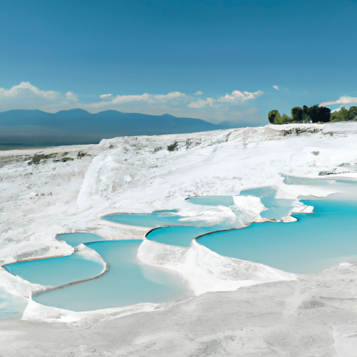 A panoramic view of the snow-white terraces of Pamukkale