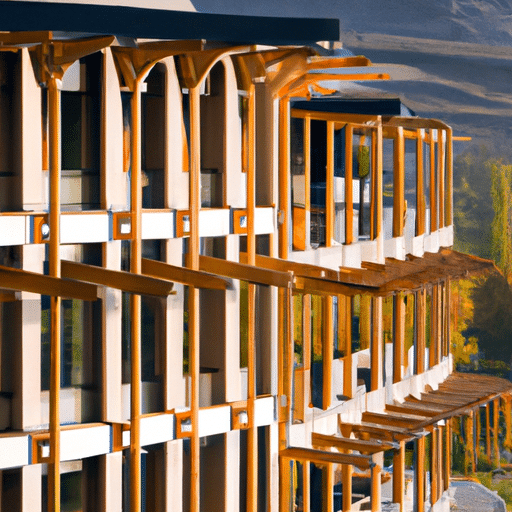 1. Image showing the exterior of an eco-friendly hotel in Erzurum, highlighting its green spaces.