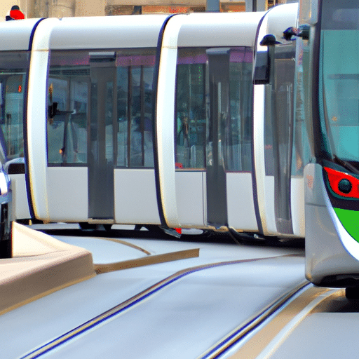 1. A photo of Gaziantep's modern public transportation system, featuring eco-friendly buses and trams.