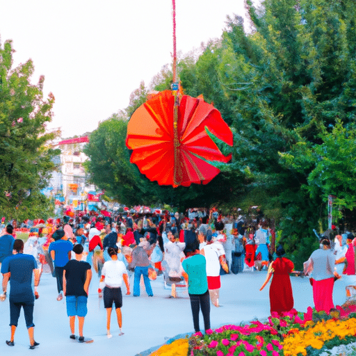 1. An image showcasing the lively crowd at the Eskişehir International Festival, with colorful decorations adorning the city streets.