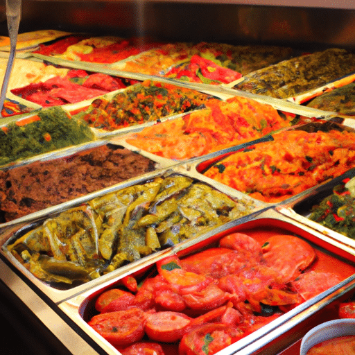 An enticing display of traditional Turkish food at a local market
