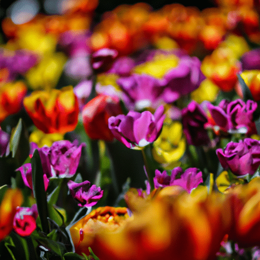 A beautiful display of various colored tulips at the Bursa Tulip Festival, showcasing the city's horticultural excellence.