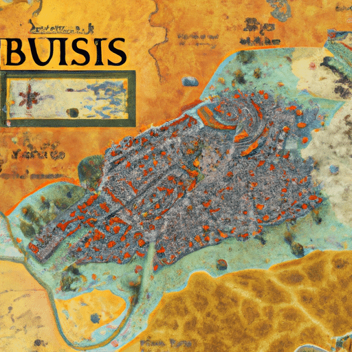 1. An ancient map of Bursa, highlighting its strategic location for international trade routes.