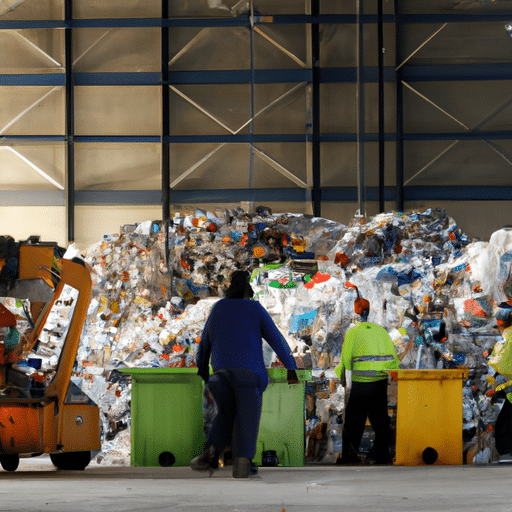 3. Workers at Eskişehir's waste management facility sorting recyclable materials, illustrating the city's commitment to reducing waste.
