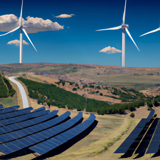 3. A panoramic image of solar panels and wind turbines, symbolizing Bursa's renewable energy initiatives.