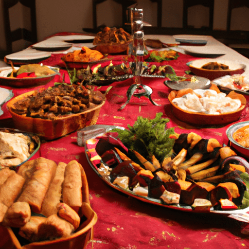 7. A mouthwatering display of traditional Turkish food, including mezes, kebabs, and baklava