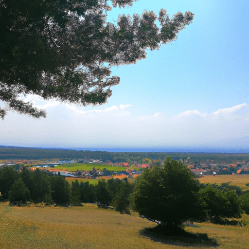 A serene landscape image of Eskişehir's lush greenery against a backdrop of clear blue skies.