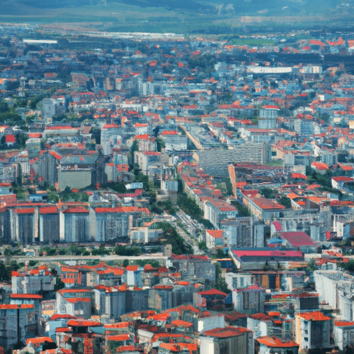 1. An aerial view of Denizli showcasing its robust infrastructure and bustling city life.