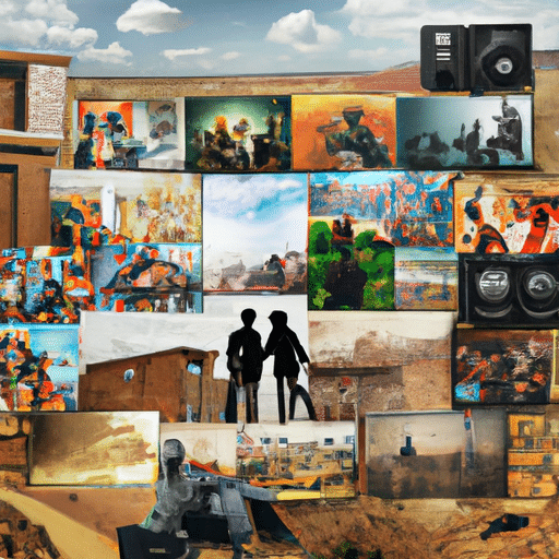 3. A photo collage depicting popular films and television shows produced in Diyarbakır, alongside snapshots of local economic and cultural scenes