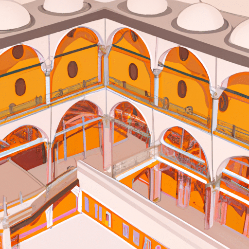 1. A panoramic view of a traditional Turkish Hammam in Eskişehir, showcasing the intricate designs and architecture.