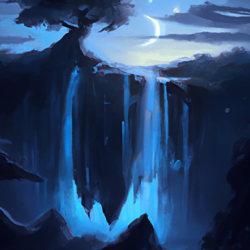 5. The Moonlight Waterfall captured under the soft glow of the moon.