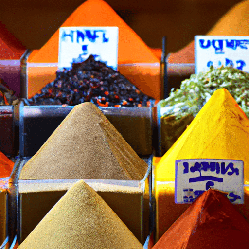 A vibrant display of spices and herbs at a local bazaar in Gaziantep.