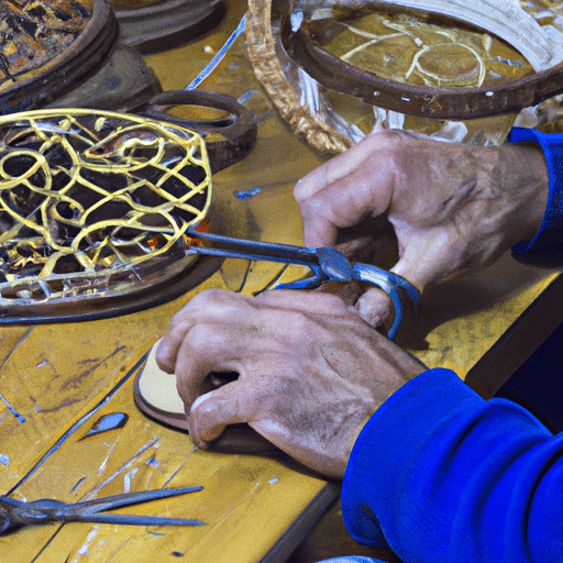 3. A local artisan at work, meticulously crafting a traditional Gaziantep item.