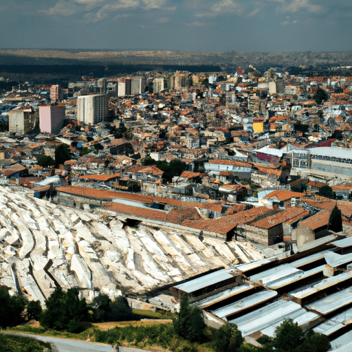 1. A panoramic view of Gaziantep with a focus on the textile factories.