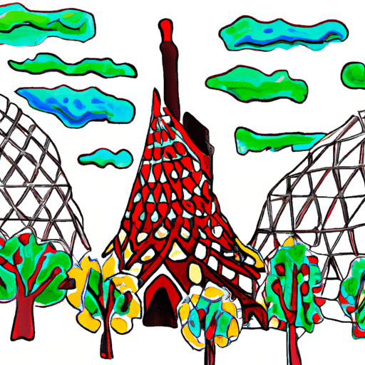 3. An enchanting illustration of the whimsical structures in Sazova Park amidst nature's bounty.