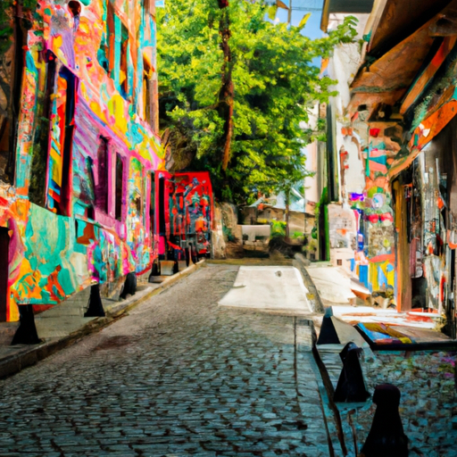 5. A hidden alley in Istanbul, adorned with bright murals and local art.