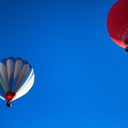A vibrant photo of people enjoying a hot air balloon ride in Ankara's clear blue sky.