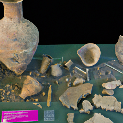 3. A photo of significant artifacts unearthed from the site, including pottery and bronze weapons