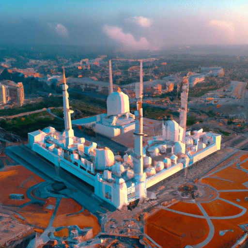 1. 'A stunning aerial view of the Grand Mosque, showcasing its intricate architectural design.'