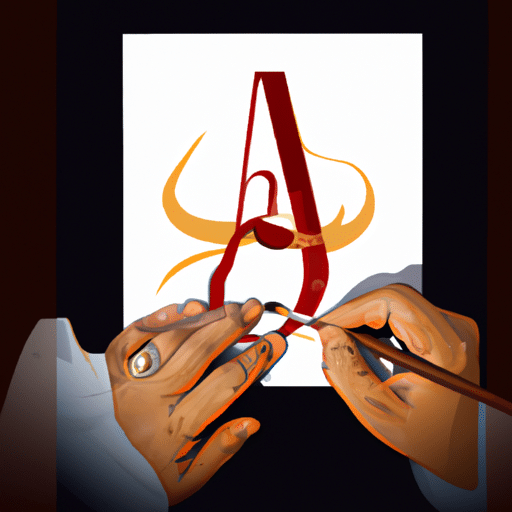 A detailed illustration of an artist in the process of creating Turkish calligraphy, the delicate strokes capturing the essence of this art.