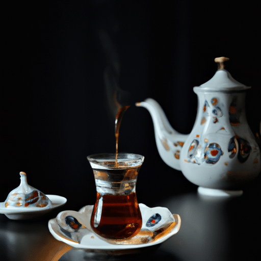 7. A traditional Turkish tea set alongside a cup of strong Turkish coffee